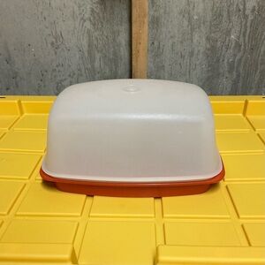 Tupperware Large Red & White Plastic Food Storage Container with Snap Lid